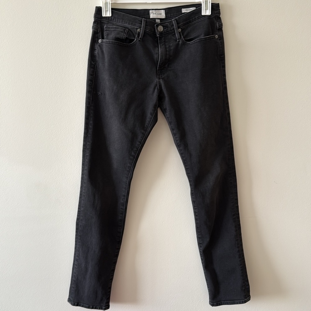 FRAME Men’s Designer Skinny Jeans Black Size 32 Grunge Edgy Smart Emo Scene